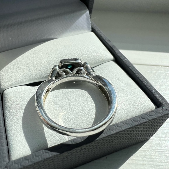 Blue & White Diamond Promise Ring - Picture 8 of 14